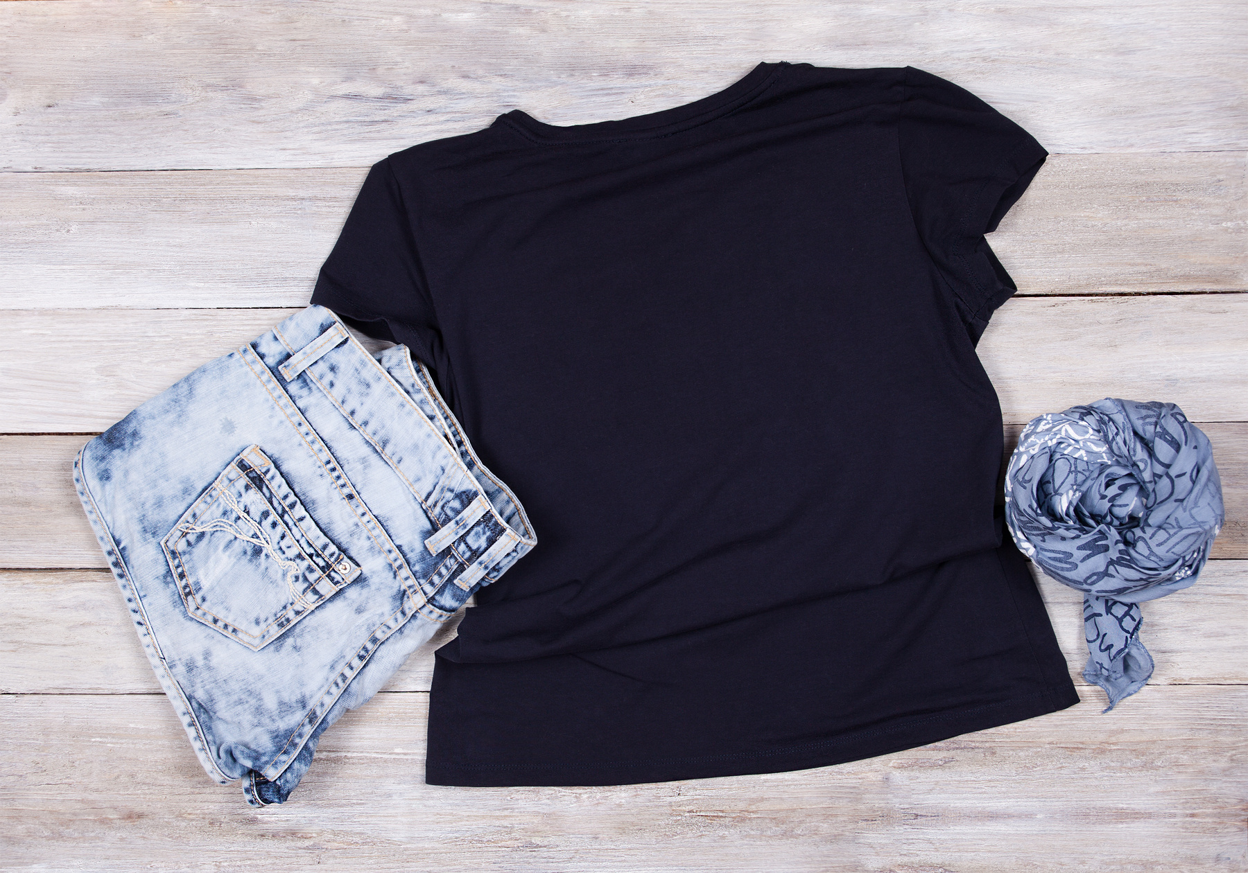 Black T-Shirt Mockup - Short Sleeve T-Shirt Flat Lay